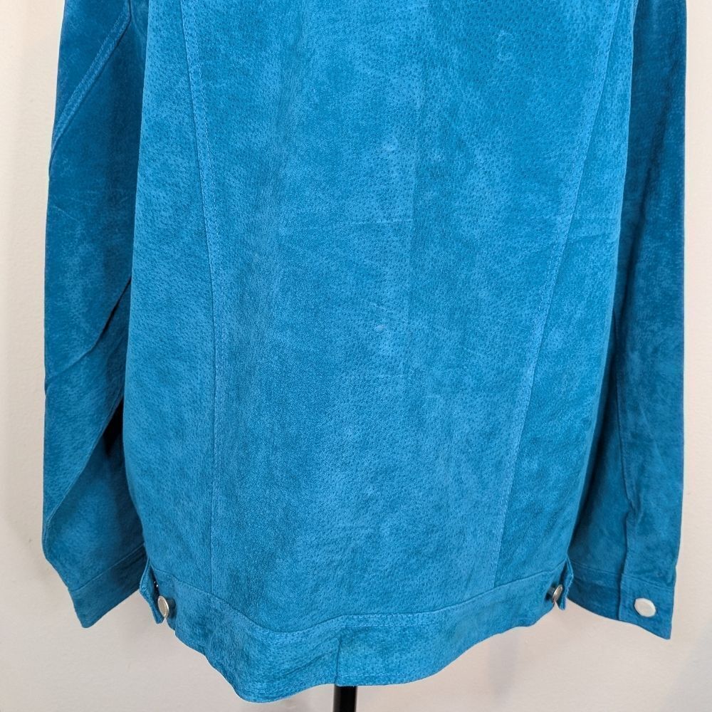 VTG Suede Dadcore Eclectic Grandma Coastal Cowgirl Preppy Chore Shacket LG - Picture 8 of 9